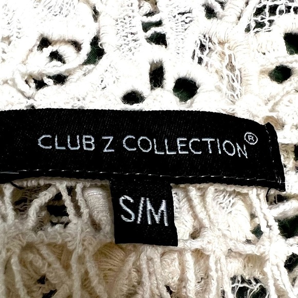 Club Z Collection Crochet Tunic Dress or Swimsuit Cover Up S/M Cream - Picture 5 of 5